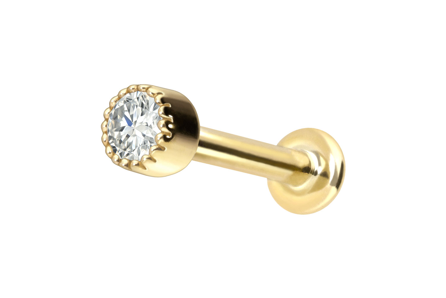 18 Karat Gold Labret Piercing mit Innengewinde DIAMANT-DISC